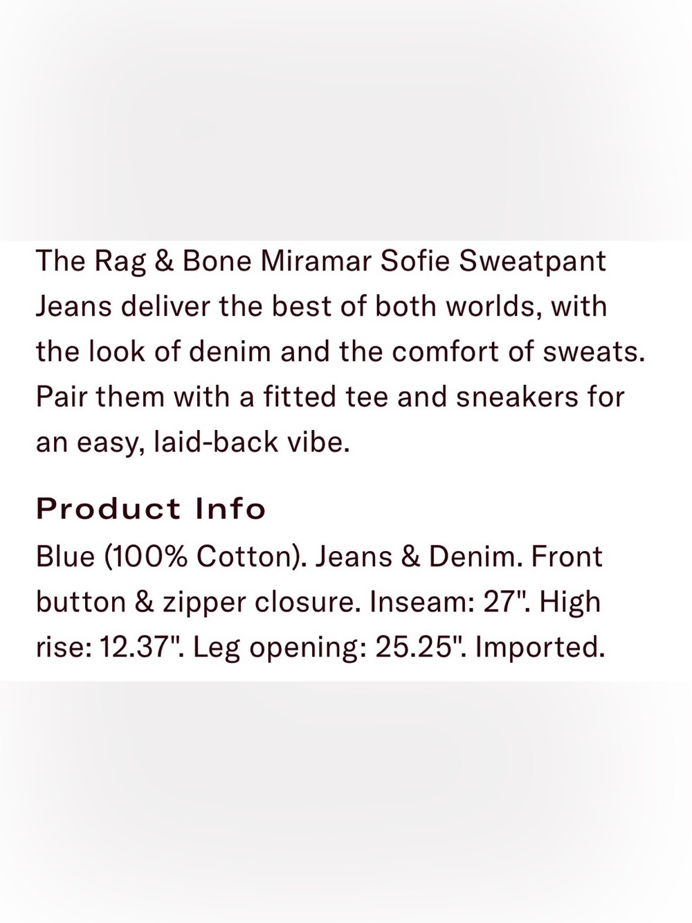 RAG & BONE Miramar Sofie Sweatpant Jeans - Picture 11 of 11